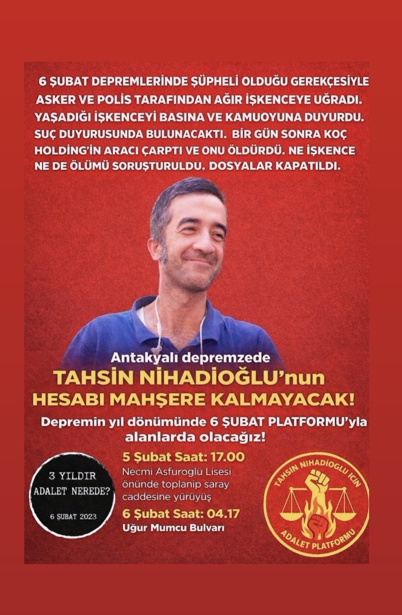 zeynelnihadiog1's tweet photo. Antakyalı depremzede TAHSİN NİHADİOĞLU'nun HESABI MAHŞERE KALMAYACAK!
#katilkoçholding 
#katilotokoç 
#selimçamdibitutuklansın 
#işkencecileryargılansın
#otokoçboykot 
#tahsiniçinadalet https://t.co/qSB2pxZXf5
