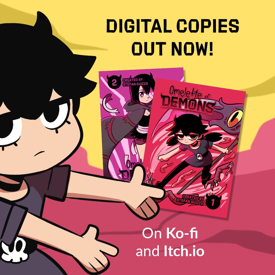KarutaSg's tweet photo. You can now buy digital copies of my comic 'Omelette Of Demons' Volumes 1 and 2!
Hoping to soon release vols 3, 4 and 5 in a similar format!
-
You can buy volumes 1 and 2 here:
My Ko-fi: https://t.co/cu6sY0p7Ir
Itchio: https://t.co/6whXOKEzRx
-
-
#comic #omeletteofdemons https://t.co/tcsJC2f3V8