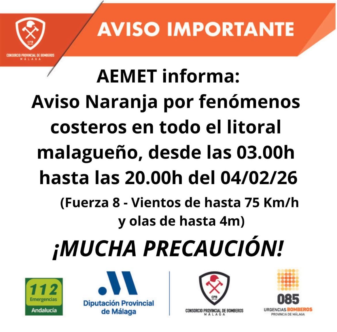 AytoYunquera's tweet photo. 🚨 AVISO IMPORTANTE | FENÓMENOS METEOROLÓGICOS ADVERSOS
📅 Miércoles, 4 de febrero de 2026

@diputacionMLG 
@E112Andalucia 
@cpbmalaga https://t.co/c6dlVjqTcF
