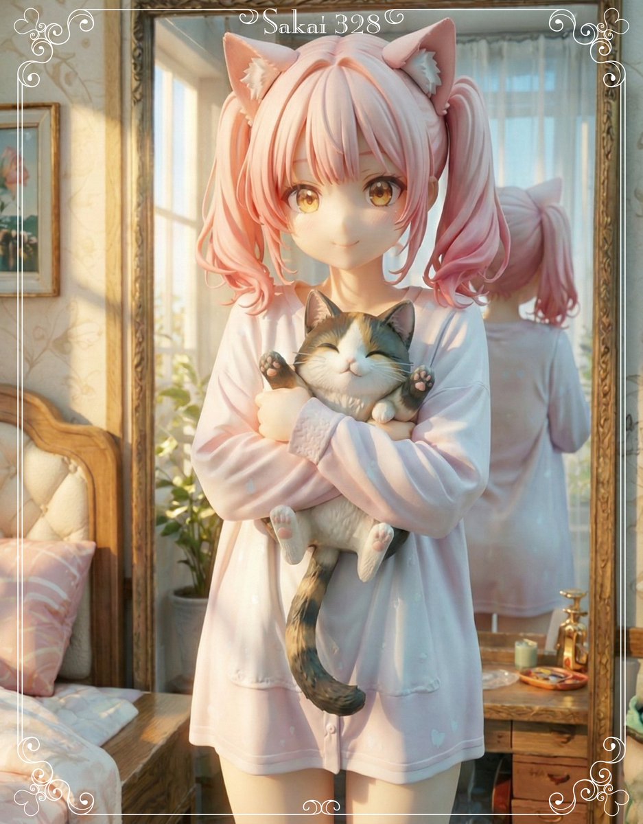 ♡うさぎ♬♡ 🐈：おはようにゃ！ふわふわなにゃん太郎をなでなですると今日も最高の