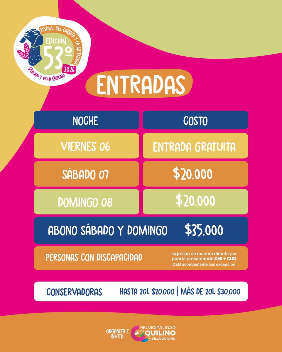 EL FESTIVAL DEL CABRITO Y LA ARTESANIA 2026 te espera para VIVIR el norte cordobés ❤️

Cc <a href="/DarioCapitani/">Dario Capitani</a> <a href="/turismocba/">Córdoba Turismo</a>
<a href="/gobdecordoba/">Gobierno de Córdoba</a> <a href="/MartinLlaryora/">Martín Llaryora</a> <a href="/tori_flores/">Victoria Flores</a> <a href="/MinAgriCba/">Ministerio de Bioagroindustria de Córdoba</a>