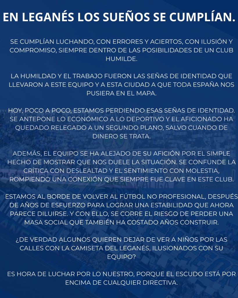 COMUNICADO OFICIAL || En Leganés los sueños se cumplían. #RugeButarque