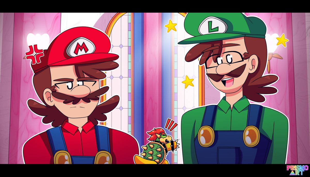 Hey Luigi!🤩  What's up Mario..... 😑 
△
△
△
△
△
△
△  
#SMB #SuperMarioBros #SuperMarioGalaxyMovie #Mario #Luigi #PrincessPeach #PrincessDaisy #Rosalina #Illustration #Fanart #Anime #Art #Luaisy #redraw #screenshot