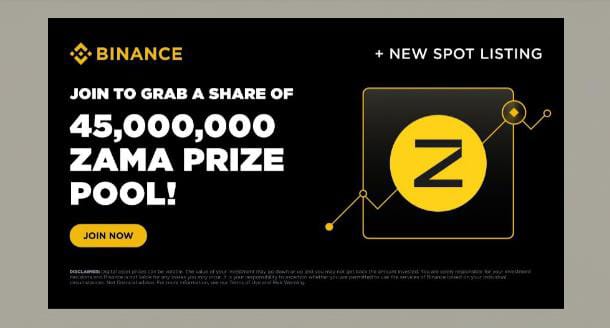 Binance new spot campaign for $ZAMA

Eligible First 67,000 Users will grab a share of 45 million ZAMA price pool

> Go to your Binance app
> Locate it on the Binance announcement page
> Join campaign
> Make a spot volume of 500$ on $ZAMA (Buy and sell volume counts)
> Done