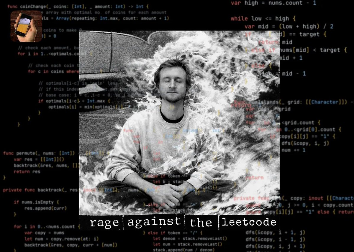 jacobtechtavern's tweet photo. 10 tips for staying sane In The LeetCode Grind™

I kind of wrote this list over the course of a month, and it became a sprawling mess of bullet points, but nobody’s going to read it unless I turn it into a slick #top10tips. 

1. At the start of the grind, you’re a pre-pubescent kid trying to deadlift. You have to chisel sick biceps out of your pathetic noodle arms. This is normal. The pain is natural. But my early LeetCode grind is the stupidest I’ve felt in a long time. 
2. Structure your learning. Follow a pre-made list like Grind 75 or NeetCode 150. Spaced repetition is king. While following a list, jot down all the questions you didn’t get right first time. Revisit them on consolidation days. Recurse until you no longer struggle with them. 
3. It’s a bad idea to stare at a question where you’re stumped. It’s also a bad idea to immediately look at the answers if you’re not sure. The sweet spot is to allow yourself to suffer for about 5-10 minutes (on a timer) before you look at the answer. But I have bad news for you there, buster: looking at the answer queues you up for another 15 mins of suffering as you try to understand the answer. 
4. I was really stupid the first 2 times I tried to grind LeetCode, trying to solve in an Xcode playground, (including moving over all the test cases!) and keep it in Git. Giant waste of time. Extra 5-10 mins overhead per question. The LeetCode website is the closest you’ll get to an interview anyway, and way faster. 
5. Another, even dumber, thing I tried to do when I first tried out LeetCode is using functional programming constructs like forEach, map, filter, and reduce all throughout my solutions. Swift’s type system is fiddly at the best of times, even with the Xcode guardrails. Just use for-loops for LeetCode. Don’t be clever. 
6. ChatGPT is your friend when it comes to explaining LeetCode algorithms. LeetCode problem editorials are ludicrously wordy, yet most solutions are agonisingly sparse. 
7. I passed a second technical round today (Wednesday, 10 November 2025), which I felt could have gone either way. Fortunately, I’m very charming, and an O(n²) solution with a smile goes a long way. 
    1. More specifically, interviewers like to see you calmly talk through a possible solution, methodically implementing it, then carefully verifying it works without being asked.
    2. I’ve passed multiple interviews with suboptimal solutions, where I can suggest and pseudo-code a more efficient version when prompted.
    3. Obviously, if you can do this without being prompted, that’s a lot better. But knowing the optimal solution immediately isn’t the only “senior” signal.
8. A lot of the questions later in the problem lists are basically gotchas until you learn the trick.
9. LeetCode can be a crapshoot. 
    1. Some companies, like Meta, have specific standardised question banks. 
    2. Other companies, like Snap, allow engineers to pick any question they like.
    3. Medium-difficulty problems are vastly more likely, but Hard problems aren’t unheard of. Mastering Mediums is generally considered “enough” (but don’t sue me if you get a Hard).
    4. Lots of companies claim not to do “LeetCode-style” interviews, and want to test “algorithms and data structures” instead. Don’t be fooled, it uses the exact same muscles. 
10. If you have a technical round booked that day, and you’re feeling under the weather, consider pushing it back. I landed myself in a technical round yesterday (Thursday, 18 December 2025) and realised I had immense brain fog. Too little, too late. 

Learn the 10 techniques to pass 90% of algorithmic interviews on my blog 🧠 https://t.co/ARyEyxzbTn