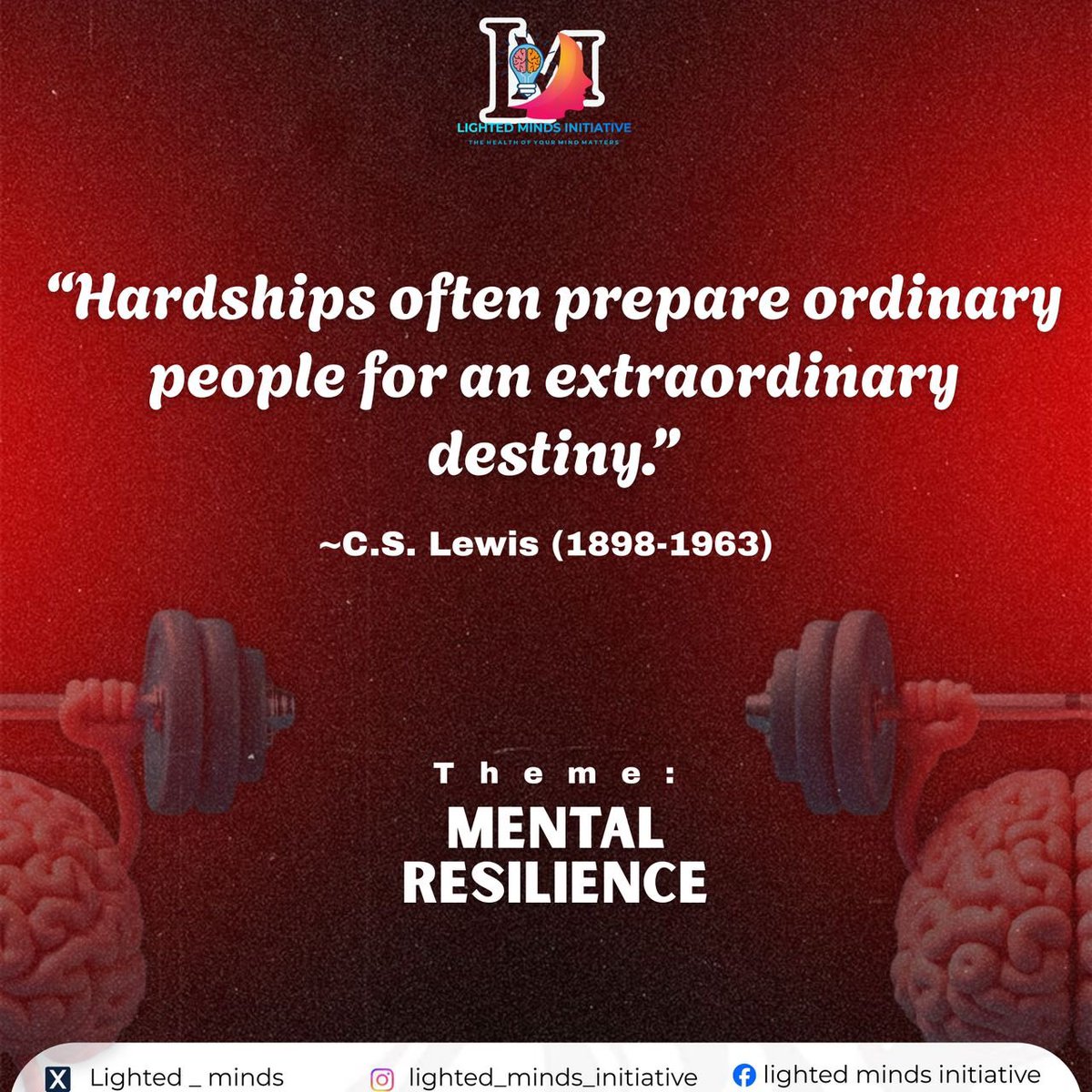 Lighted_minds's tweet photo. It's Lighted Monday o'Clock 🌟 
Hardships aren't roadblocks, they're stepping stones to greatness! 💪 So when hardships come, don't give up, KEEP FIGHTING! 🔥 
#MentalResilience  
#BouncingBack
#lightedmonday
#MentalHealth
#LightedMindsInitiative 
#LMI https://t.co/9lD2z8V5sW