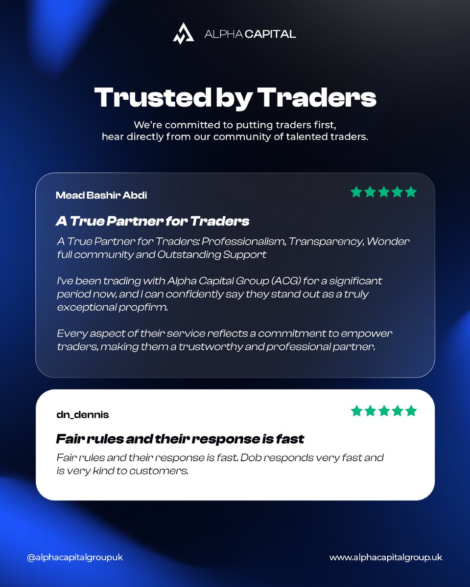 AlphaCapitalUK's tweet photo. Why traders choose Alpha Capital 🔥

Thinking about getting started? Don’t just take it from us, here’s what traders using the platform have to say:

Mead Bashir Abdi: "A true Partner for traders: Professionalism, transparency, wonderful community and outstanding support."

If you’ve traded with Alpha Capital, feel free to share your experience below 🚀