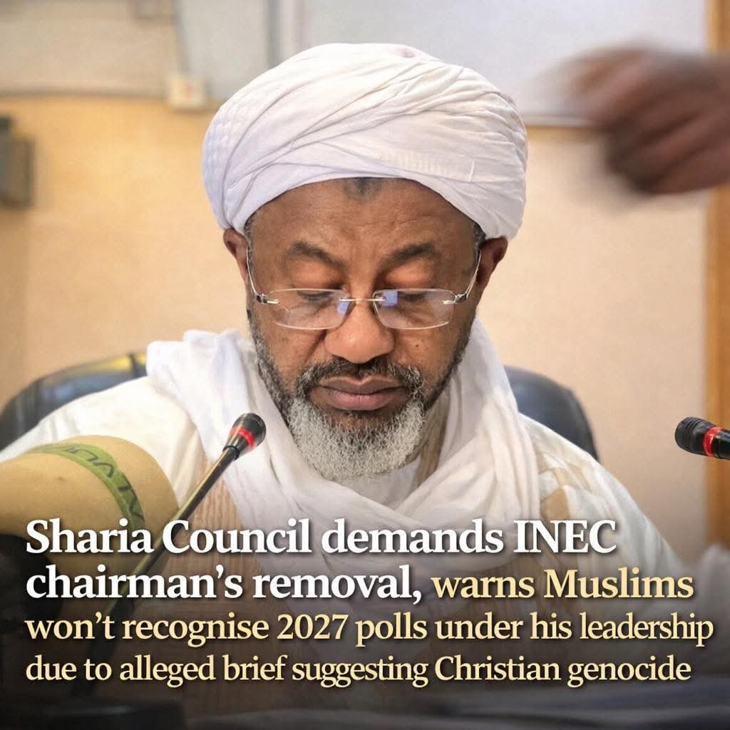 Abdul_Ahmad_'s tweet photo. Urgent Call for the Removal of INEC Chairman Prof. Joash Ojo Amupitan!

Fellow Nigerians, the integrity of our democracy is at stake! Prof. Amupitan's past statements acknowledging alleged "Christian genocide" and persecution raise serious questions about his impartiality as INEC Chairman. In a nation as diverse as ours, the head of our electoral body must be neutral and free from any perceived bias that could divide us along religious lines.

The Supreme Council for Shari'ah in Nigeria (SCSN) has rightly highlighted this as a threat to fair elections and national stability. We cannot afford to have election results rejected by millions due to distrust in the leadership. Ahead of 2027, this is an emergency!

I urge President Bola Ahmed Tinubu and the National Assembly to act swiftly: Remove Prof. Amupitan NOW and appoint a truly apolitical figure to restore faith in INEC.

What do you think, Nigeria? Retweet if you agree! 

#RemoveAmupitan #SaveNigerianDemocracy #INECIntegrity