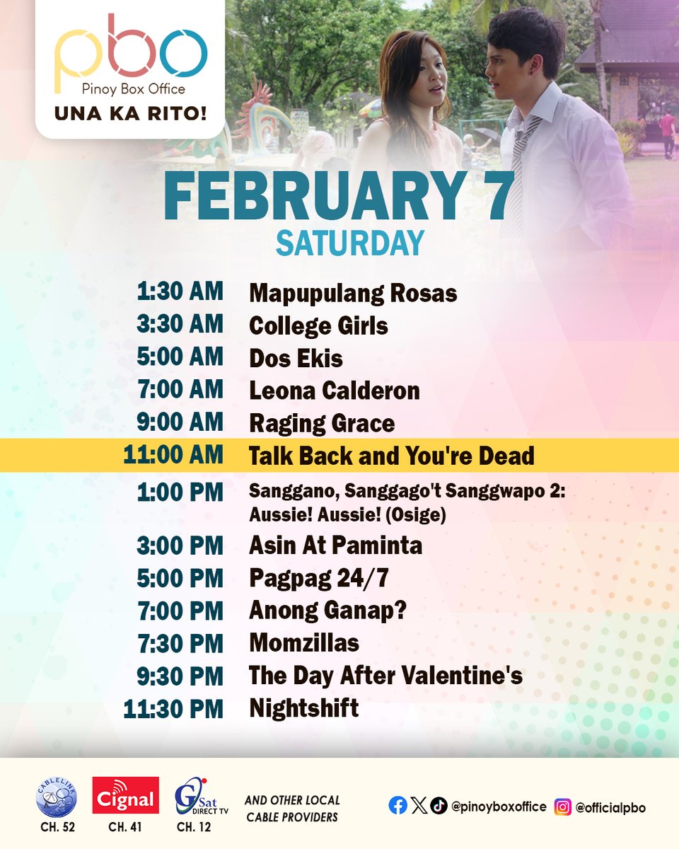 PinoyBoxOffice's tweet photo. JaDine fever never dies sa love story nina Samantha at Top!
Walang kamatayan ang kilig sa ๐ง๐ฎ๐น๐ธ ๐๐ฎ๐ฐ๐ธ ๐ฎ๐ป๐ฑ ๐ฌ๐ผ๐'๐ฟ๐ฒ ๐๐ฒ๐ฎ๐ฑ, bukas ng 11AM sa PBO.
Bisitahin ang aming website: https://t.co/hvXbVU0Vr1 #PBOSchedule #PinoyBoxOffice #UnaKaRito https://t.co/Barv2nsQXK