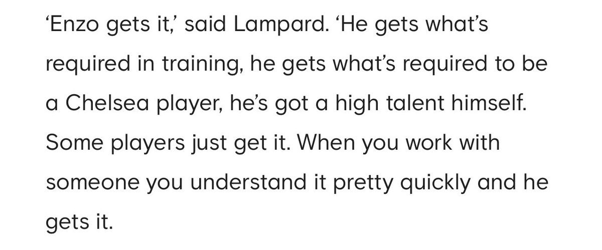 ConnCFC's tweet photo. Just look at what Frank Lampard said about Enzo Fernandez. No surprised Liam is full of praise for him https://t.co/uPjUcDGXbq