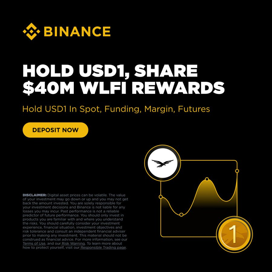 andrewtalksdefi's tweet photo. When the market is down, one smart strategy is to move into stablecoins.

You protect your capital and stay ready to buy the dip anytime.

@worldlibertyfi is making this even better with a $40M $WLFI airdrop.
All you have to do is hold USD1 on Binance (Spot, Funding, Margin, or Futures).

No trading. No extra steps.

The $40M rewards are being distributed over 4 weeks, so your funds sit there while you earn.

Definitely worth paying attention to.