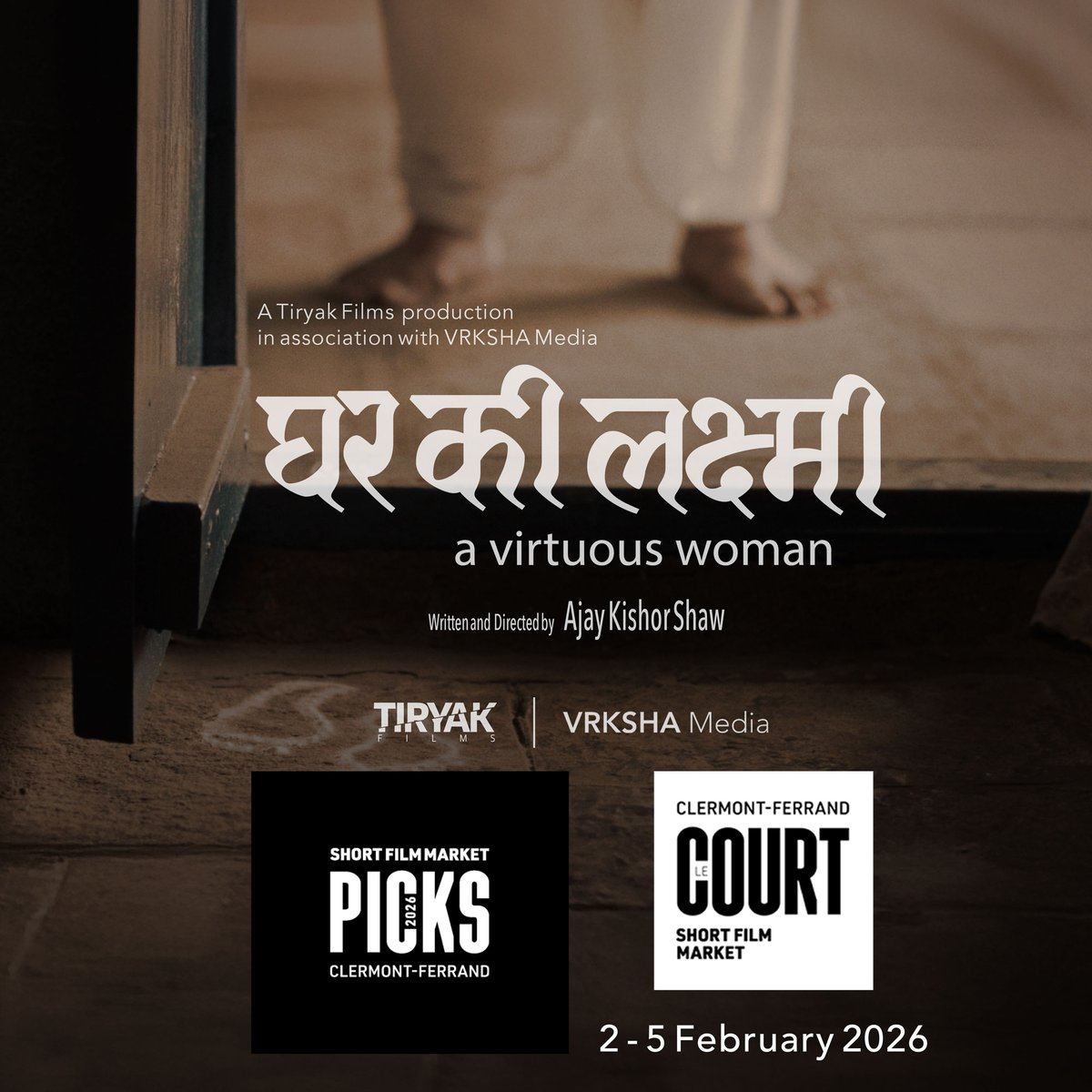 ajaykishorshaw's tweet photo. Hi,
Our short film Ghar Ki Lakshmi is at the Clermont-Ferrand Short Film Market 2026. It is recommended and labeled as Short Film Market Picks. Thanks to @LeCourtClermont https://t.co/AoCl7GAX1n