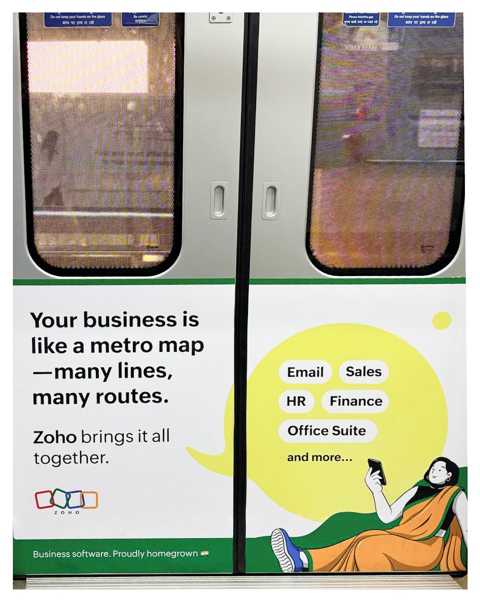 Zoho's tweet photo. From email and HR to sales, finance, and beyondโZoho keeps your business moving forward.
Spotted us on a metro or at an airport in Hyderabad, Delhi, Mumbai, or Bengaluru? Snap a picture and send it our way! ๐๐ฉ๏ธ https://t.co/ZHpGmmVC8J