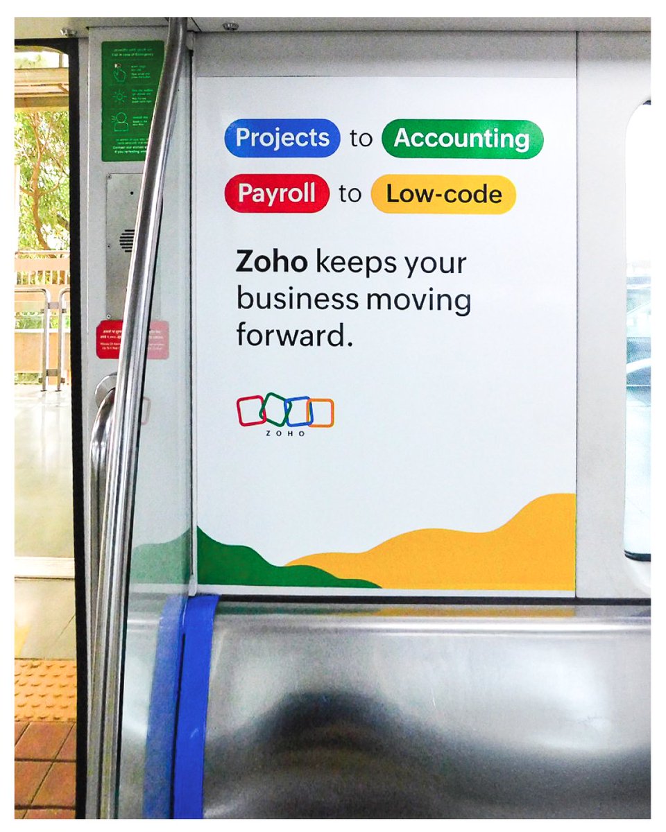 Zoho's tweet photo. From email and HR to sales, finance, and beyondโZoho keeps your business moving forward.
Spotted us on a metro or at an airport in Hyderabad, Delhi, Mumbai, or Bengaluru? Snap a picture and send it our way! ๐๐ฉ๏ธ https://t.co/ZHpGmmVC8J