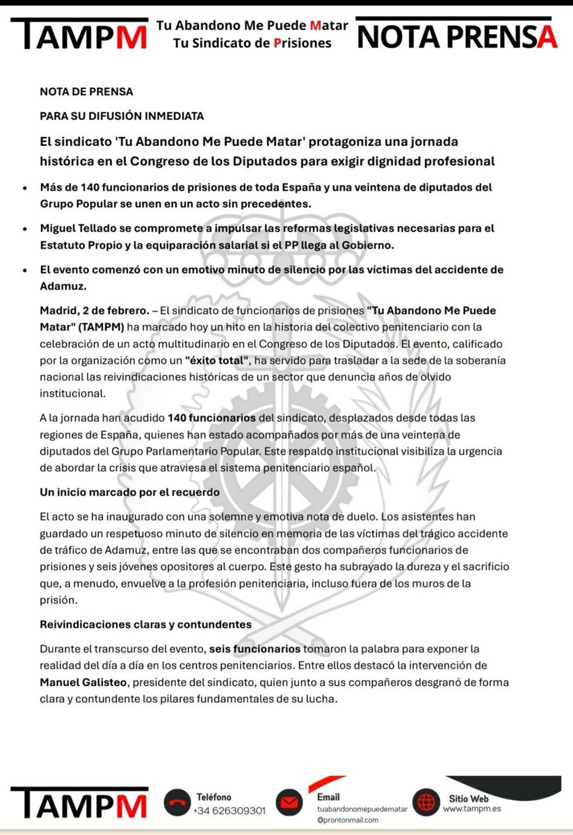 Os acordáis cuando los vendidos  de siempre os decían:

❌El pago de noches es imposible, ya lo cobran en Vascongadas.
❌El horario 24h es imposible, ya se aplica en otros centros.
❌Los políticos nunca apoyarán la EQUIPARACION en #sosprisiones, ya ha llegado al congreso.