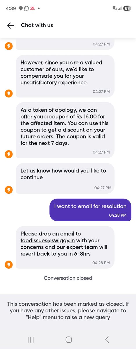 surdian's tweet photo. @SwiggyCares @Swiggy @SwiggyCares Offering a ₹16 coupon for food delivered with complete spillage is insulting. You can keep the ₹16 and send this food back to the restaurant instead. This is not resolution, this is mockery. Order id 229083059736285 https://t.co/TefdJhcga1