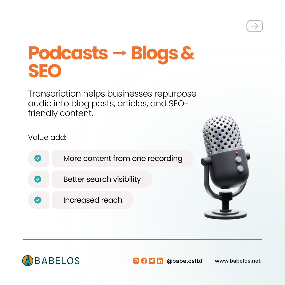 Babelos's tweet photo. Ever left a meeting wondering, “What exactly did we agree on? Transcription fixes that.

Swipe to see why transcription matters in business.

#babelosltd #translationcompany #Transcription https://t.co/MEbKQ28IXQ
