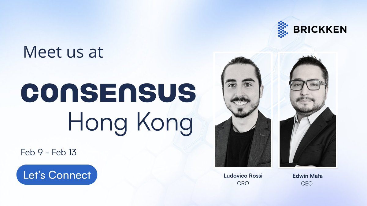 ⏳ 7 days to go | Brickken at <a href="/consensushk/">ConsensusHK · 共識香港</a> 

Brickken will be in Hong Kong next week as we continue expanding our institutional footprint globally.

Our team will be on site throughout the week meeting with projects, investors, and institutions actively deploying tokenized