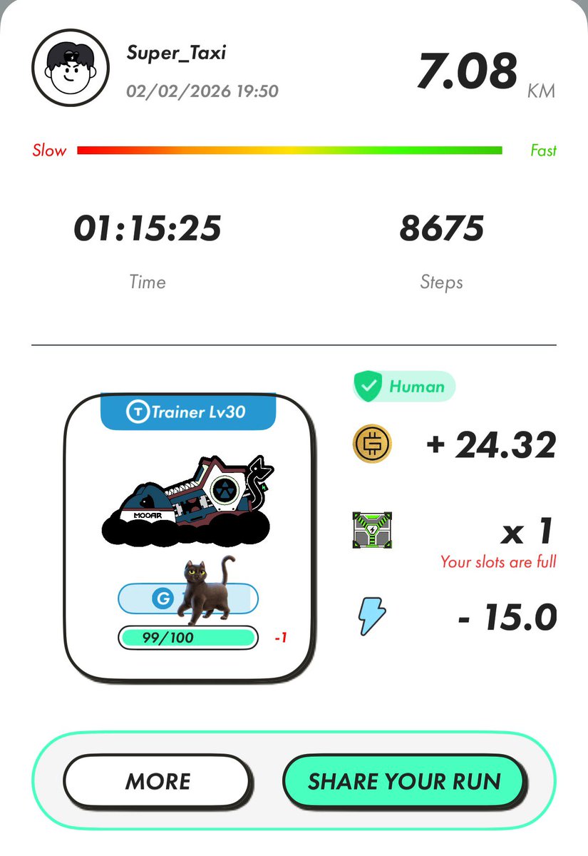 Super_Taxy's tweet image. 🚨Quick update! Forgot to say:  
#Sol Realm is STILL ACTIVE via #Mooar Cat! 🐈‍⬛✨ 

My #Leaderboard position is getting dangerous 👀😁  
Working hard to bring #BSC Realm out of conservation soon.
Stay active, keep moving #StepNers fam!
🚕 🏃🏻🏃‍♂️💨

#STEPNGO #P #S #B #PolyGST #GMT
