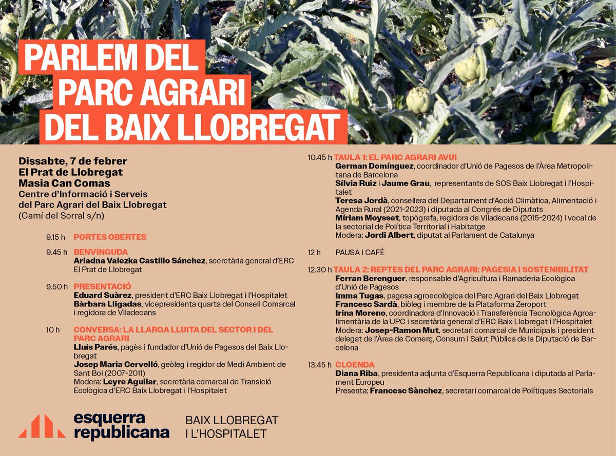 Aquest dissabte serem al carrer per reivindicar un servei de Rodalies dignes! Sense trens, no hi ha futur! ✊🏽✊🏽✊🏽

I també debatrem sobre el Parc Agrari del Baix Llobregat! No hi podeu faltar! 👇🏾👇🏾👇🏾