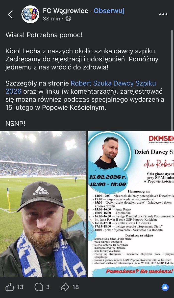 Puszczam dalej informacje dot. pomocy dla kolegi po szalu 🔵⚪️

dkms.pl/dzialaj/dolacz…