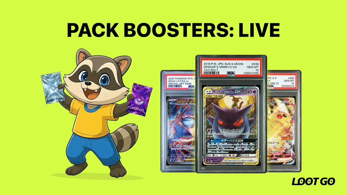 POKÉMON CARD PACK HUNT: LIVE 🎴

Collect Pokémon cards onchain by walking around your city!

Build your collection while winning prizes:
💰 $5K rewards over 4 weeks (leaderboard)
🎴 Rare Pokémon cards (weekly raffles)

How it works:
→ Get a Booster at LootGO Shop
→ Activate a