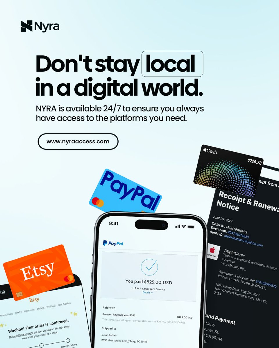 Most people do not stop because they lack ideas.
They stop because something small blocks them.

A payment error.
A region limit.
A system that says no.

Progress needs a bridge.
Nyra is that bridge.

Keep moving.
nyraaccess.com