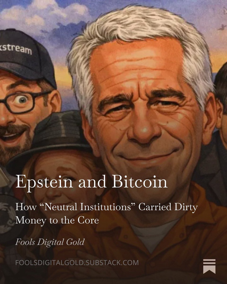 bitcoin didn’t fail because Epstein touched the code. He never did.
It failed because “neutral” institutions quietly absorbed dirty money, paid core developers, and normalized it all.
Clean code doesn’t equal clean ethics.
Full piece ↓