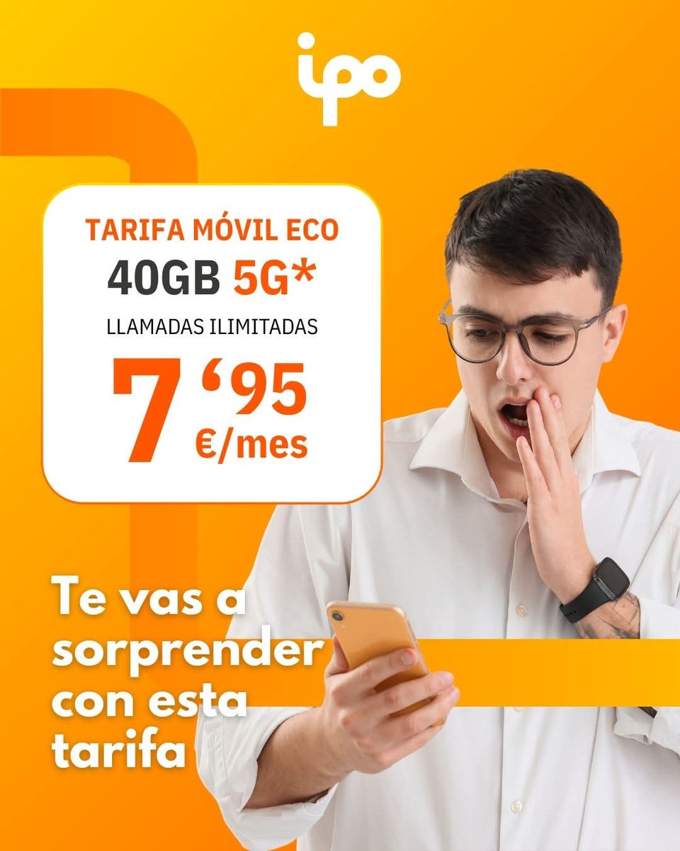 Una tarifa que sorprende de verdad
40 GB 5G, llamadas ilimitadas y solo 7,95 €/mes. Calidad, cobertura y ahorro en
una sola tarifa.

📞 Contrata GRATIS llamando al 900 899 990
🌐 Toda la info en 👉 redipo.es

#movil #INTERNET #telefonia #FibraOpticaHogar