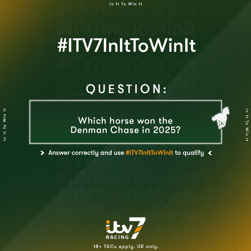 ITV7Racing's tweet photo. Competition time 🏇🙌

We have a £50 cash prize up for grabs 🤑

Simply follow @ITV7Racing, answer today's question, use the hashtag #ITV7InItToWinIt and you could be our lucky winner announced at 10am tomorrow ⏰

Tap for T&amp;Cs 👇