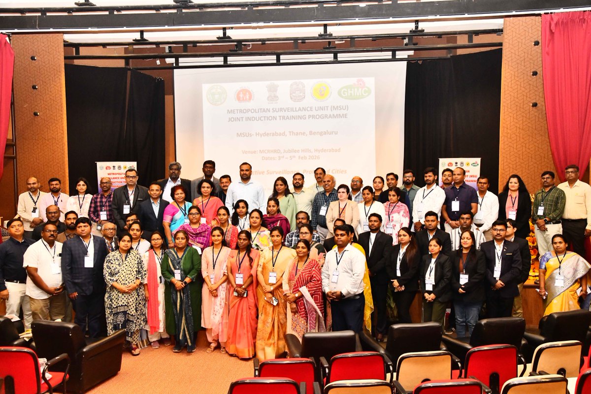 GHMCOnline's tweet image. GHMC Hosts 3 Day Joint Induction Training to Strengthen Urban Disease Surveillance !!

The Greater Hyderabad Municipal Corporation (#GHMC) has commenced a three-day Joint Induction Training Programme for Metropolitan Surveillance Unit (#MSU ) staff from Hyderabad, Bengaluru and
