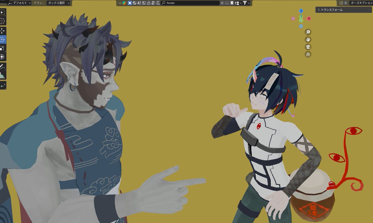 節分か～。
私の自作アバター、割と角つきがちだから
豆投げられちゃうかもな～ｗ

私は
角の事を
「頭を飾るお洒落アイテム」
だと思っている所がある

…頭を飾るアイテムって
男だと他に丁度いいのが思いつかない…ｗｗ
#blender #vrchatavatar #オリキャラ