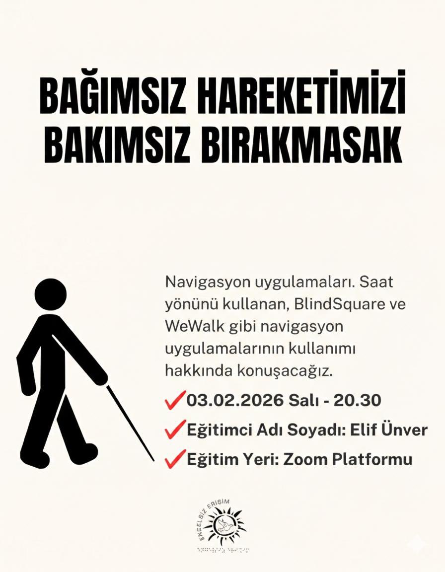 📱🧑‍🦯 Merhaba değerli Engelsiz Eğitim Takipçileri. Bağımsız Hareketimizi Bakımsız Bırakmasak Eğitiminin bu haftaki oturumunda, hangi navigasyon uygulamalarını ne zaman kullandığımız, bu uygulamaların işlevsel olan ve olmayan yanları, ne şekilde kullanılabileceklerine dair