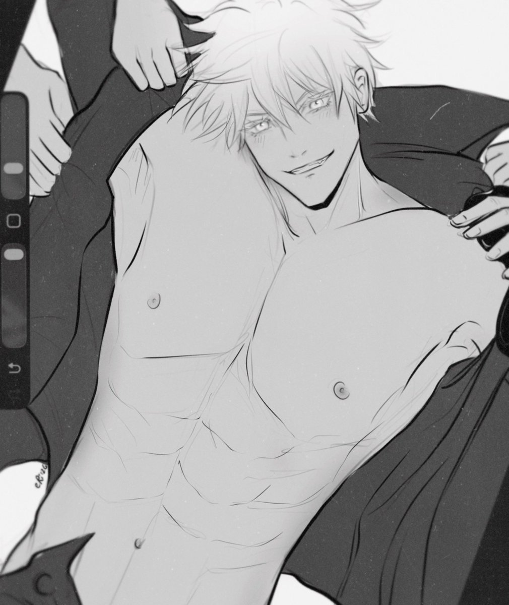 ellari_art's tweet image. another excuse to draw his abs 🤭

#gojo #wip