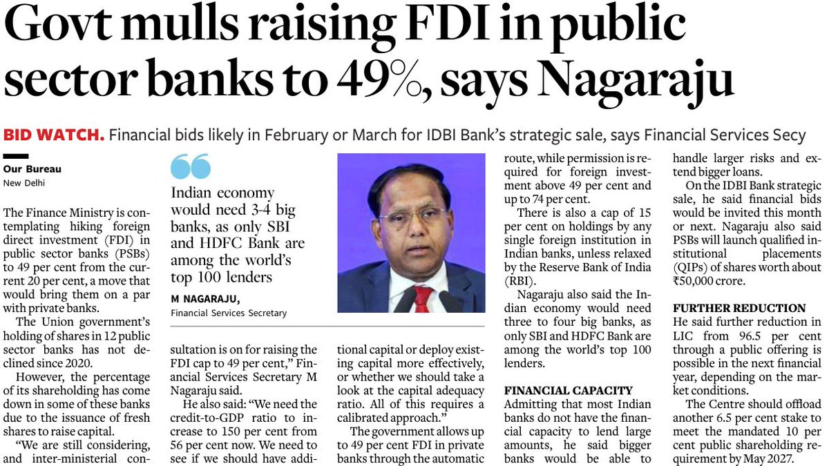 DFS now means Disinvestment of Financial Services. FDI in PSBs from 20% to 49%, then 74% — why not 100%?😉 This is financial colonisation🤫, selling Indian banks to foreign entities🤬