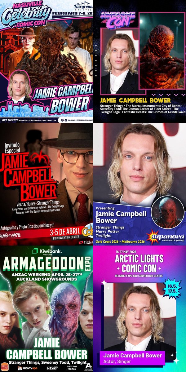 kanicinemaclub's tweet photo. 🇺🇸Nashville Celebrity Comic Con
Feb. 7-8

🇺🇸Awesome Con
Mar. 14-15

🇵🇷Puerto Rico Comic Con
Apr. 5

🇦🇺Supanova Comic Con
Gold Coast: Apr. 11-12
Melbourne: Apr. 18-19

🇳🇿Armageddon Expo Auckland
Apr. 25-26

🇫🇮Arctic Lights Comic Con
May 16-17

#Jamiebower https://t.co/PqAj3kyL1R