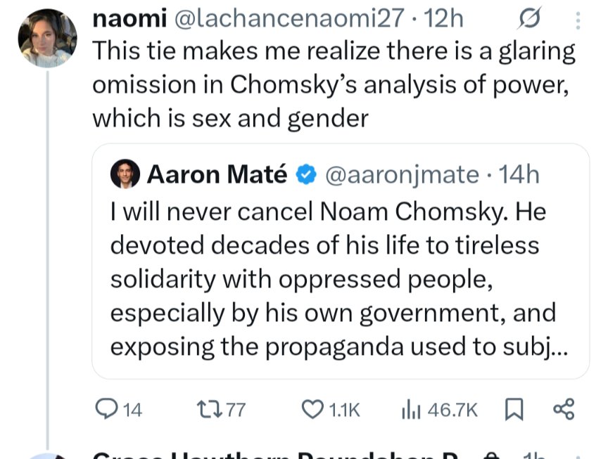 Gotta love how bros distance themself from hysterical women. It's all part of the strategy laid out by Chomsky himself. No sausage roasts allowed.