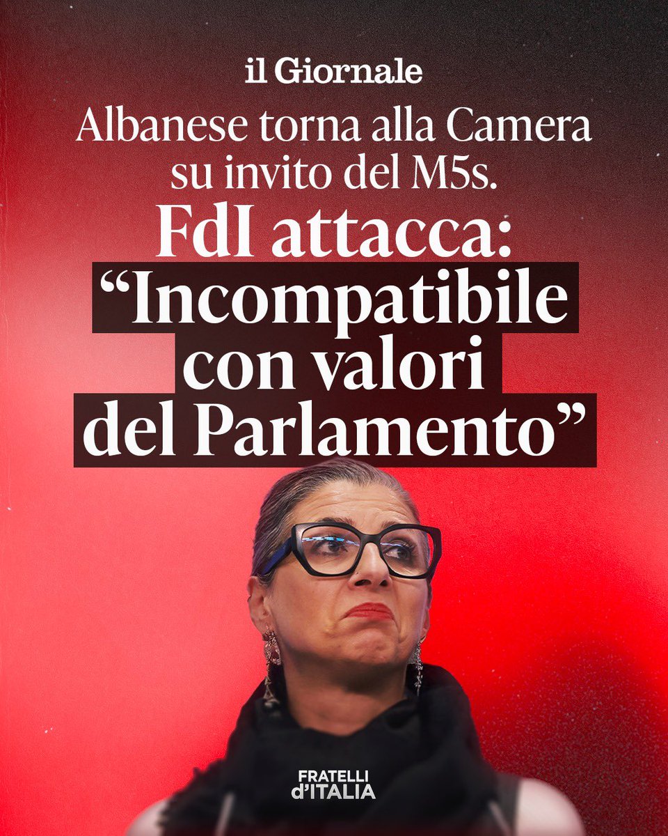 FratellidItalia's tweet image. Il Parlamento non è un centro sociale, non è una piazza militante, non è una tribuna per attivisti controversi travestiti da relatori istituzionali.

Colpisce, ancora una volta, il doppio standard della sinistra: si censura ciò che non è gradito, ma poi si spalancano le porte…