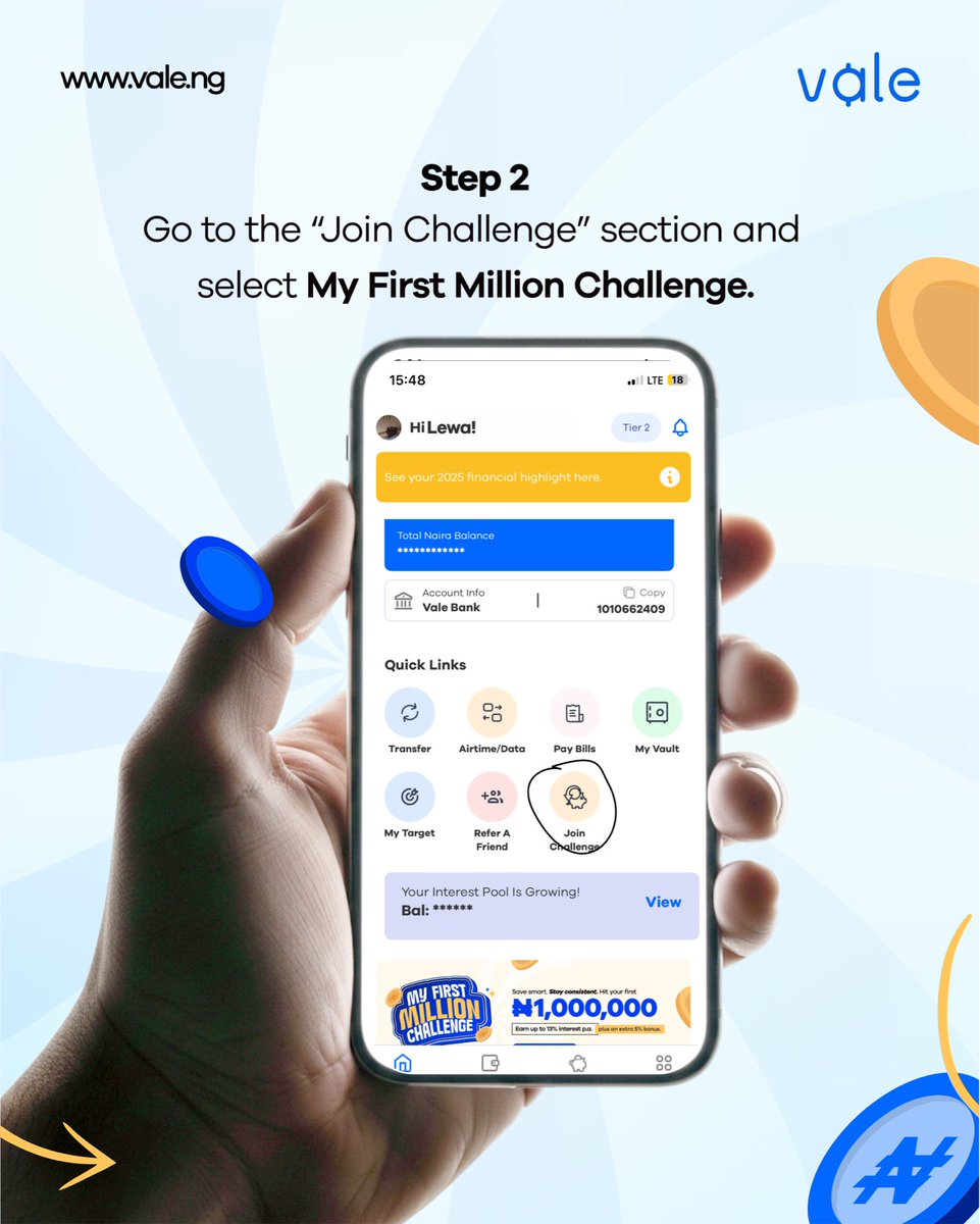 getvaleapp's tweet photo. Join the First Million with simple steps. Start small, you blink, and suddenly, with consistency, you’re a millionaire. 💙

#morevaluewithvale #millionairesavingschallenge #savingsgoals #myfirstmillion https://t.co/Z9eKliQWOd