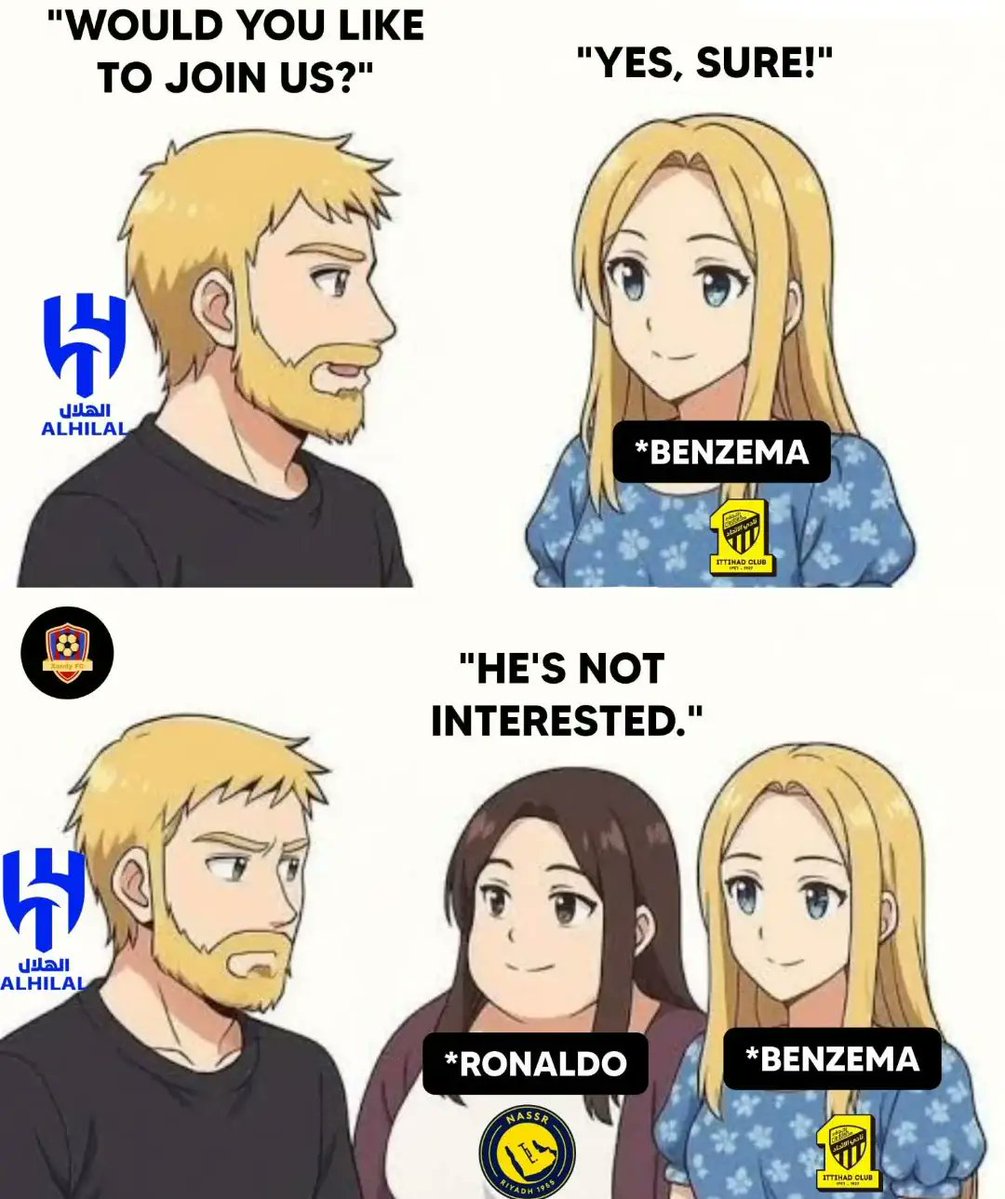 TrollFootball's tweet image. Benzema to Al Hilal be like