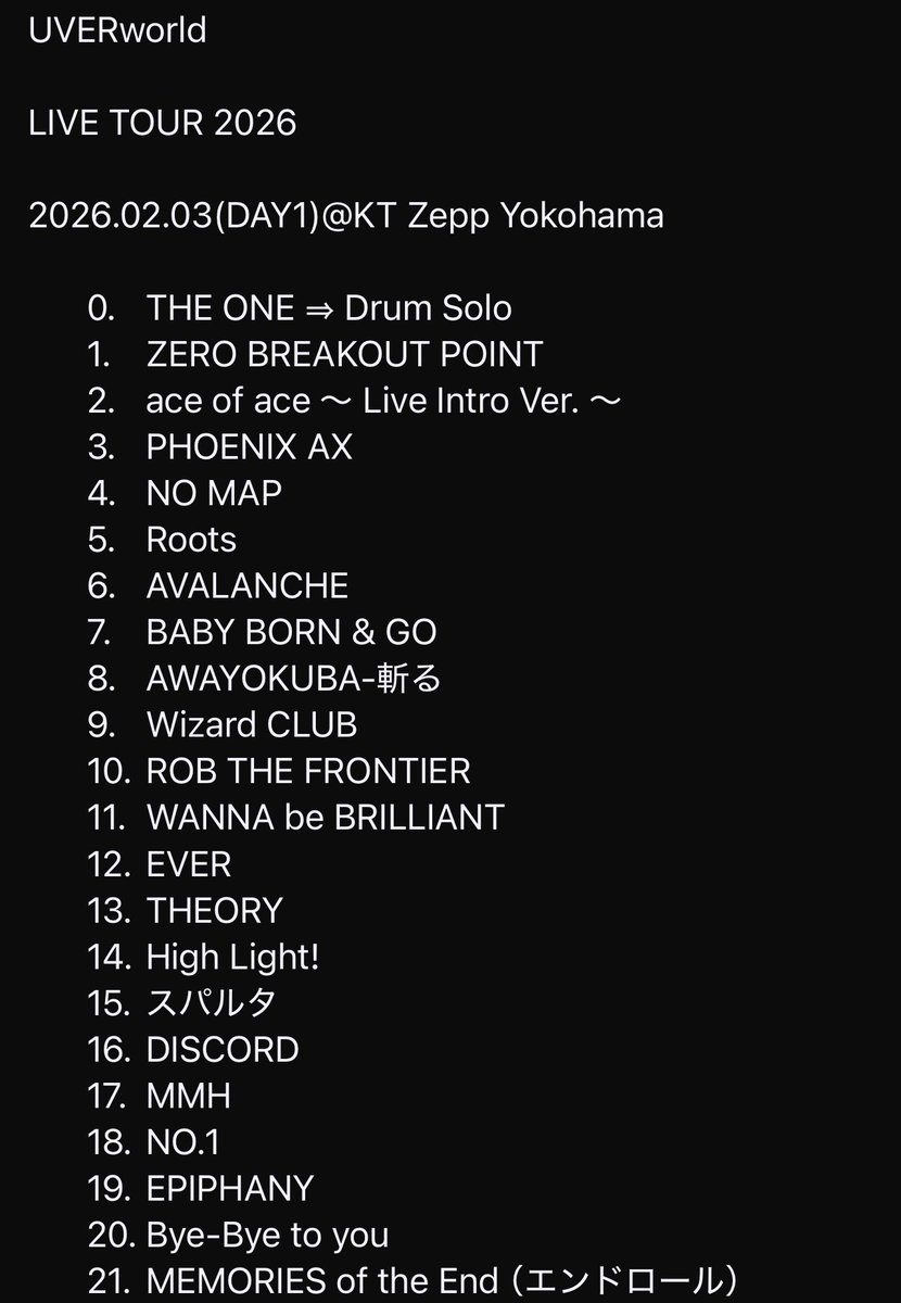 UVERworld(2026/02/03)(@ KT Zepp Yokohama)
