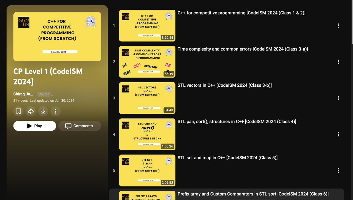 The most underated playlist for competitive programming.
I learned Segment tree from him only.