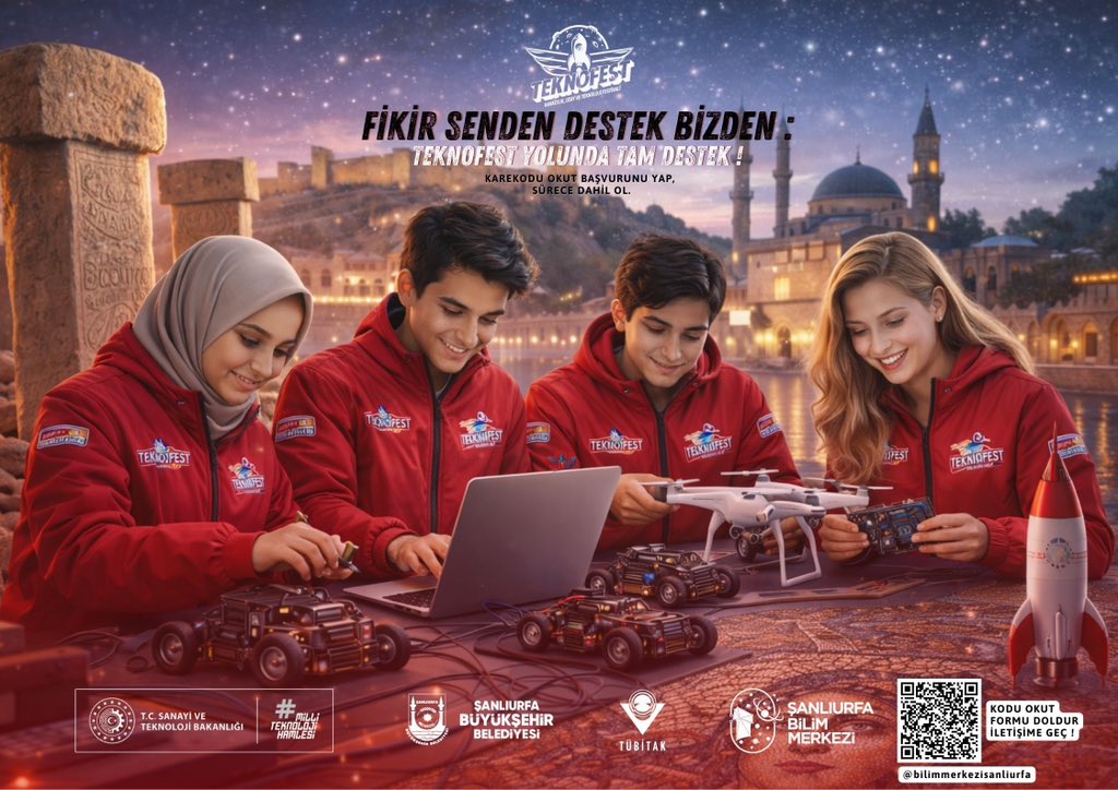 BilimSanliurfa's tweet photo. 🚀 TEKNOFEST’e giden yolda yanındayız!

Şanlıurfa Bilim Merkezi’nden proje ekiplerine
🔧 malzeme
👨‍🔧 teknik destek
🏭 atölye erişimi

📅 Son başvuru: 20 Şubat
💡 Ortaokuldan profesyonele herkese açık

#TEKNOFEST #ŞanlıurfaBilimMerkezi https://t.co/BXflFZO9Zt