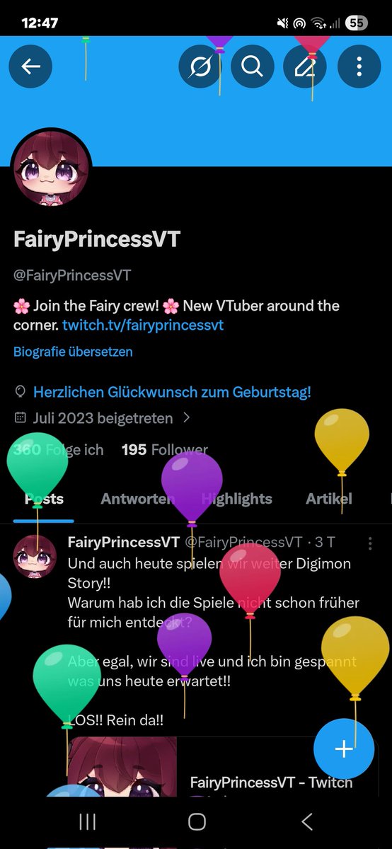 Ich hab Ballons auf meinem Profil!!!  🥳🥳🥳