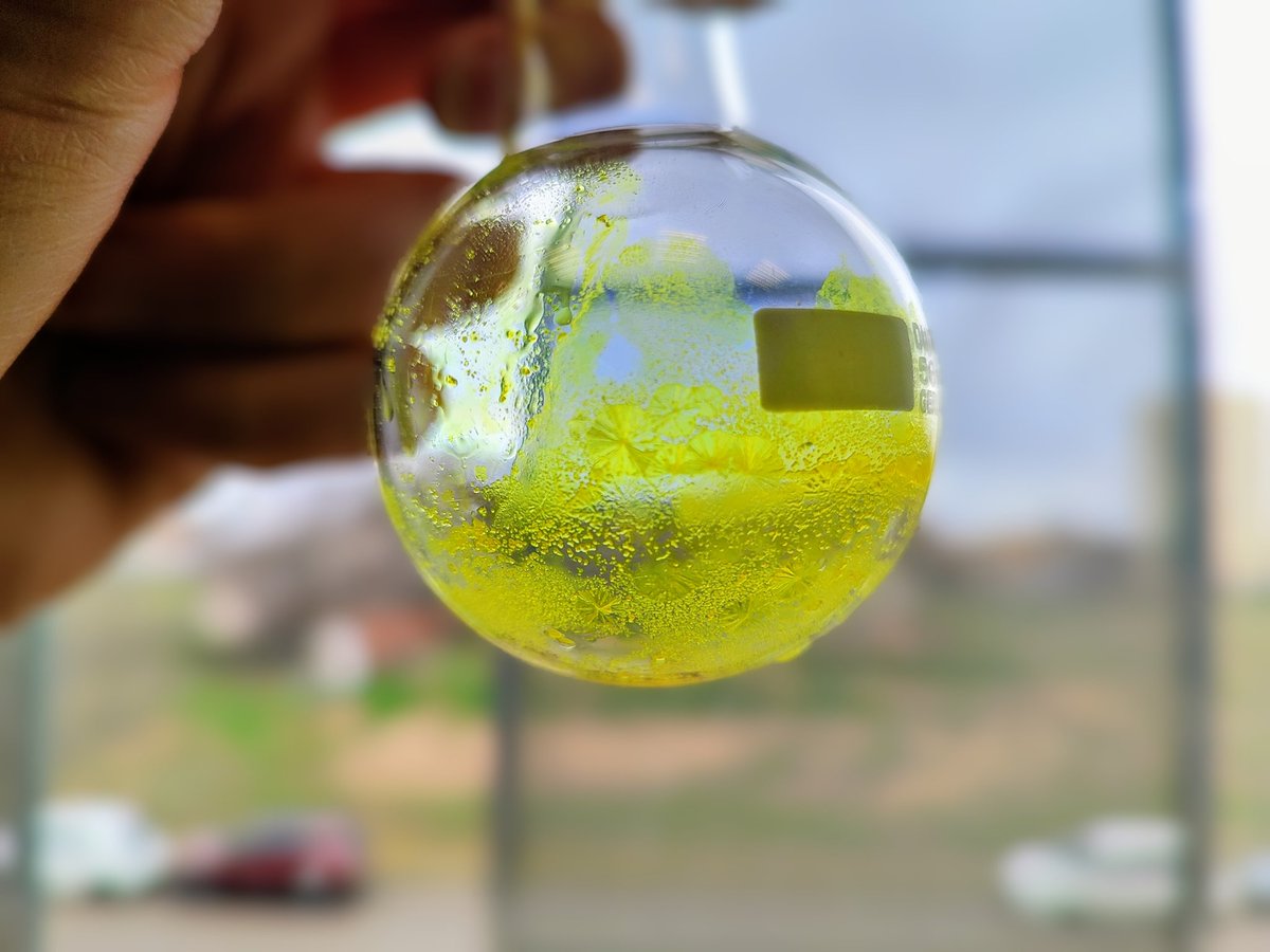 LauraFPena's tweet image. In Albacete we haven’t seen snow 🌨️, but at least I have tiny yellow snow crystals ❄️ growing inside my flask ⚗️
#chemistry #crystals