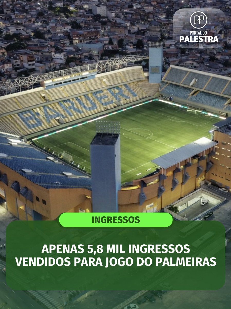 portal_palestra's tweet image. O Palmeiras recebe o Vitória nesta quarta-feira, pela segunda rodada do Brasileirão, mas a venda de ingressos ainda não empolgou. 

Até a manhã desta segunda, pouco mais de 5.800 entradas haviam sido comercializadas para o jogo na Arena Barueri. 

O clube aposta na procura de…
