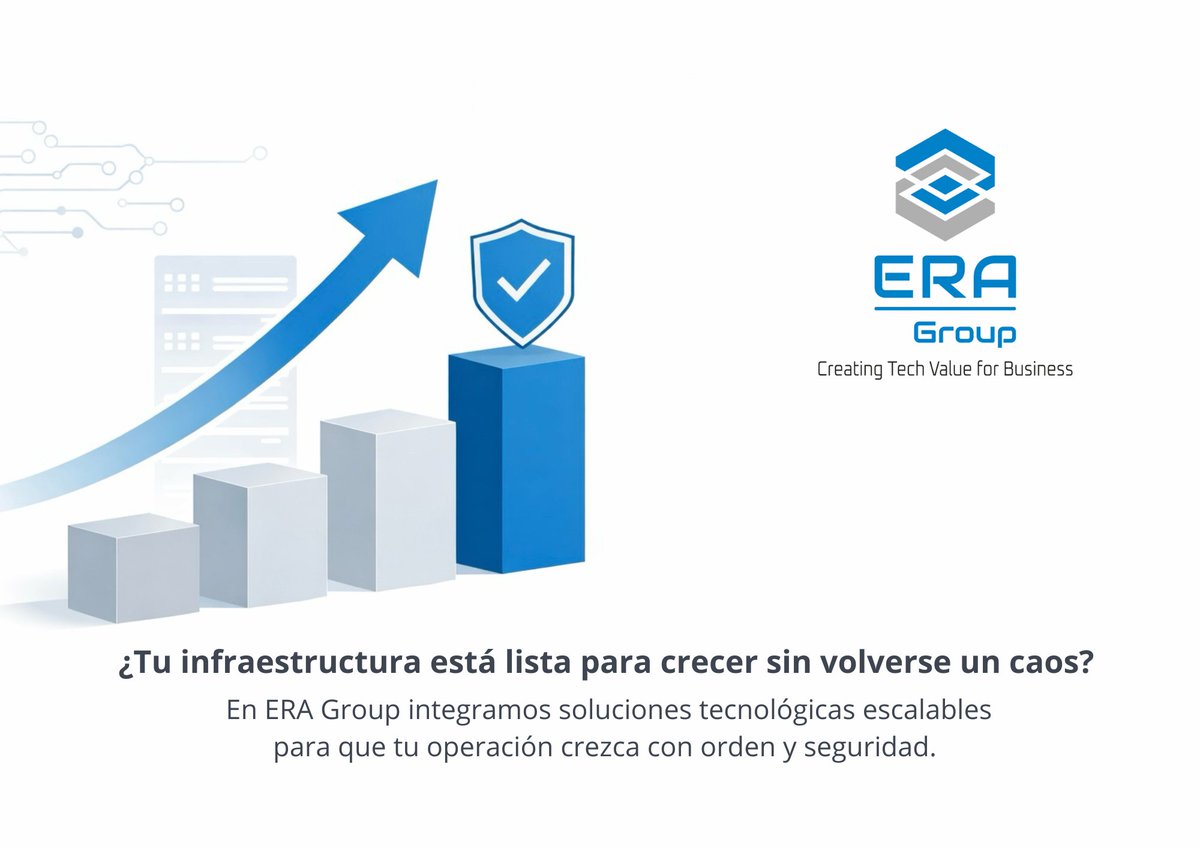 La escalabilidad no debería comprometer el control ni la seguridad.
En ERA Group integramos soluciones tecnológicas para acompañar el crecimiento de tu operación con estructura y eficiencia. 
#Technology #Infraestructura #ERAGroup #SolucionesTecnológicas #TrustERA