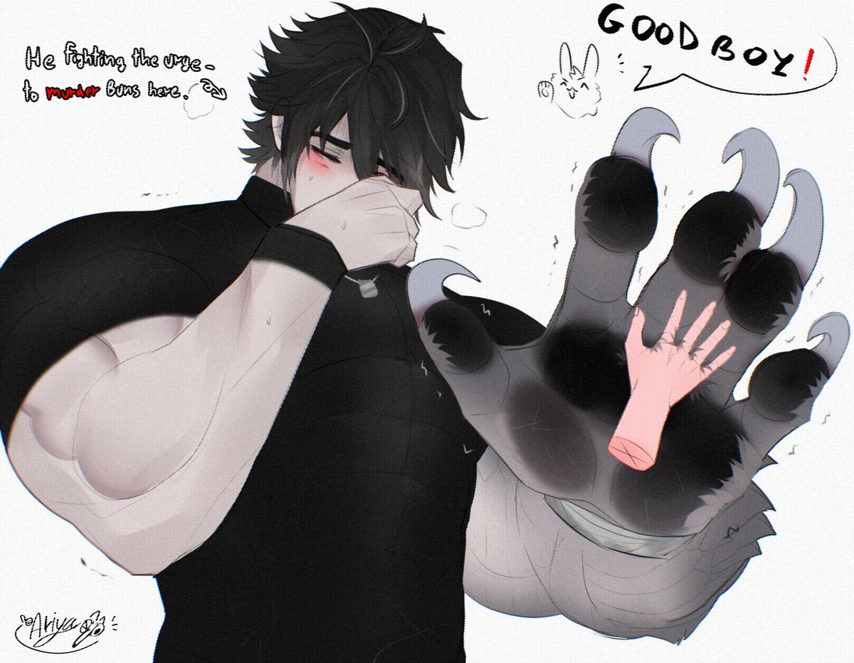 ariyakonsuay's tweet image. That was one deadly handshake 💀

But His Owner loves those danger puppy paws, even though they could end him in seconds 💀

Fact: Good Boi hate his feral side 
'cause sometimes he can’t fully control his instincts.

That’s why he takes meds to prevent the further lethal accident