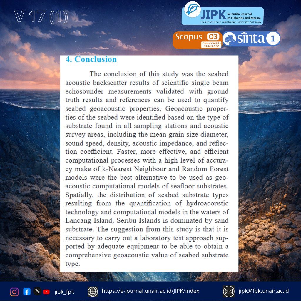 jipk19's tweet photo. A Sonic Snapshot: How Sound Waves Reveal the Secrets of the Seafloor
More interested, please visit this link :
https://t.co/e1fsJourYE
#fpkunair
#jipk
#scopus
#scopusjournal
#journal
#sciencetificjournal
#fpk
#unair
#jipkscopus https://t.co/OkpkdR8xjH