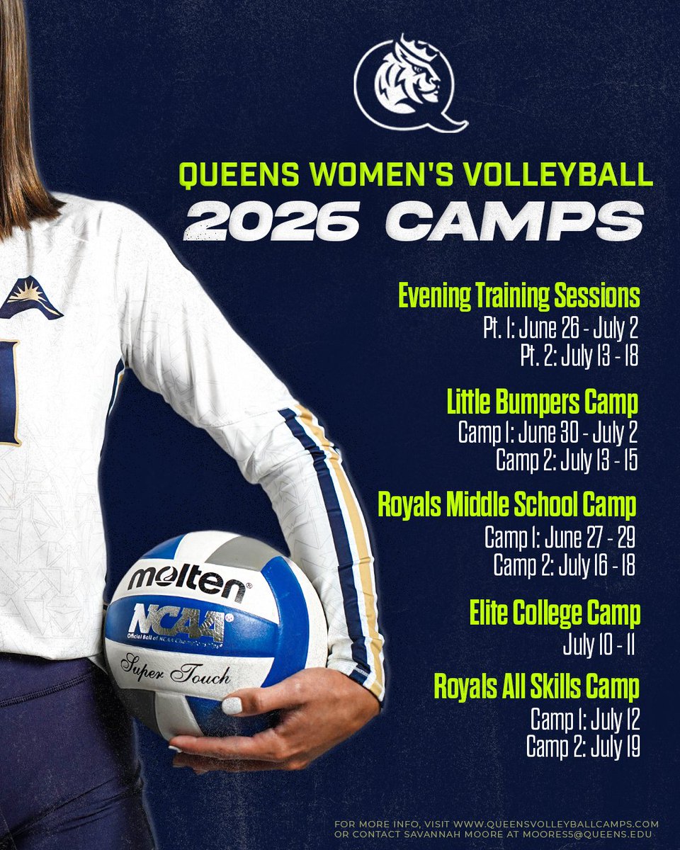 The wait’s over — 2026 Royals Volleyball Camps are LIVE 👑

Secure your spot now: queensvolleyballcamps.com

Hurry — spots fill fast!

#RoyalsRise | #QueenCity | #CLT